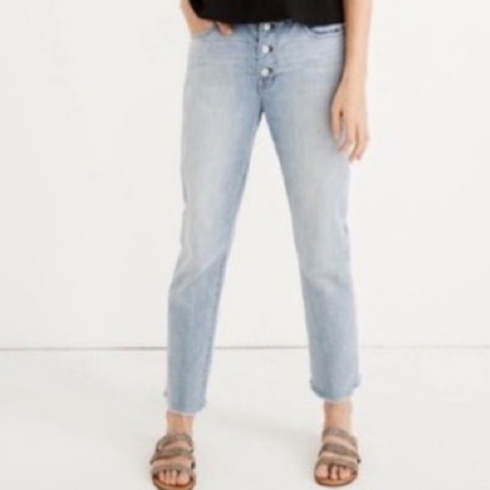 MADEWELL The High Rise Slim Cropped Button Front Denim Boyjean 27 RARE